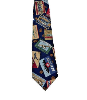Beans McGee Novelty Travel Transportation Print Necktie 100% Cotton USA